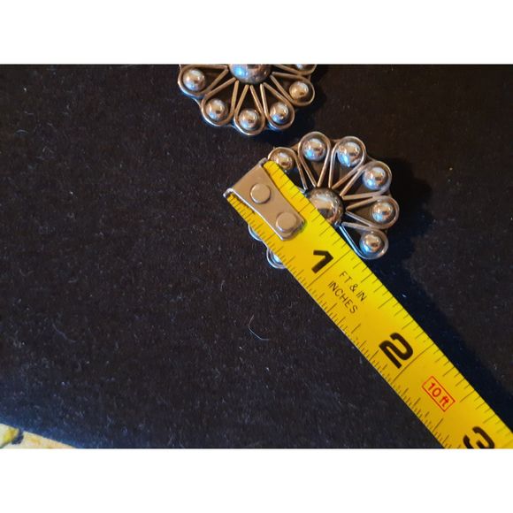 Vintage Sterling Silver Earrings Clip On Mexico TO-49 Flower - Picture 3 of 6